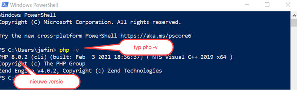 PHP geinstalleerde versie controlleren